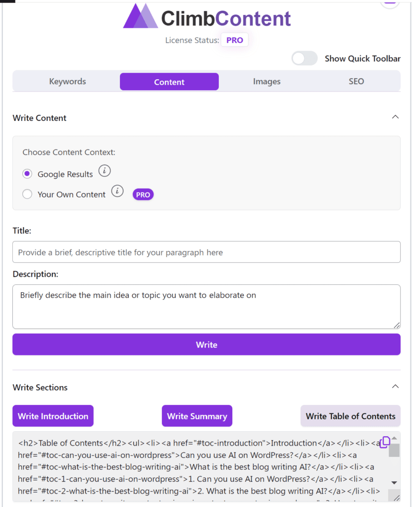 WordPress AI Blog Writer - Boost Your Blog with WP AI Plugin  (ClimbContent)